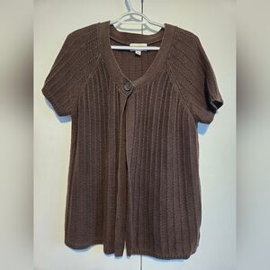St‎ John's Bay Women's Brown Short Sleeve Cardigan Size XL